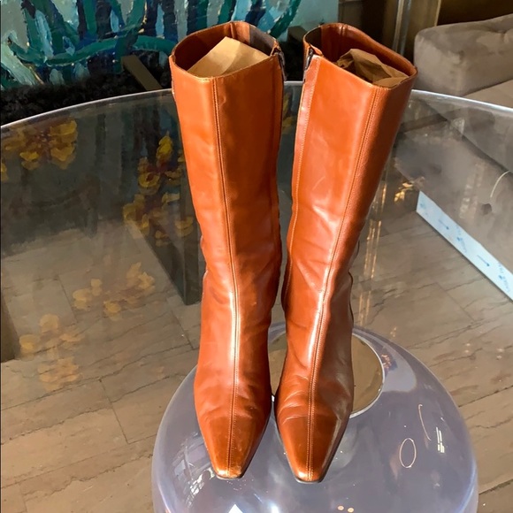 Bottes Amalfi Pour Nordstrom Cognac - Taille 9B (EUR 39), Talon 3 Pouces, Mollet-haut, Cuir, Occasion